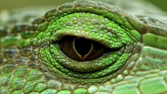 Close-Up of Lizard Eye Blinking Slowly with Calm Natural Detail