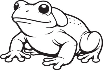 Cane toad black and white line art illustration