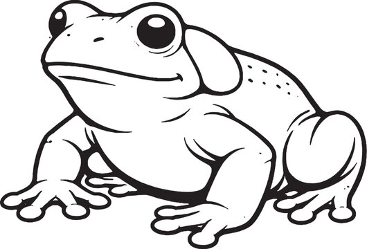 Cane toad black and white line art illustration