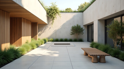 Modern Courtyard with Clean Lines and Natural Light
