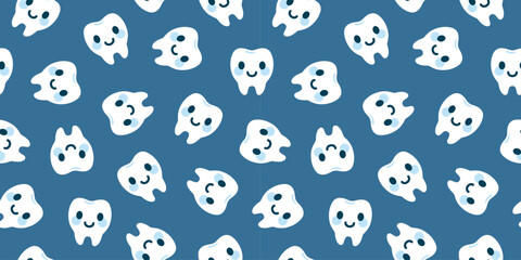Obraz premium かわいい歯のシームレスな背景画像（Cute teeth seamless background image） 