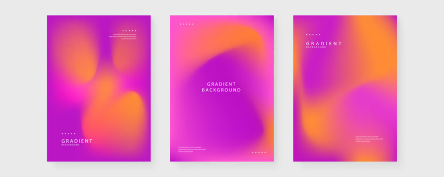 Set of elegant posters with soft pink and orange color transitions for feminine and clean branding