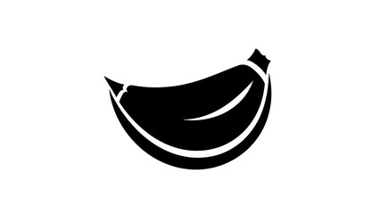 Black Banana Silhouette on White Background.
