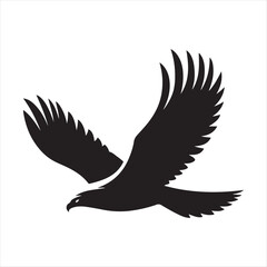 Fototapeta premium Hawk diving vector silhouette line art logo design concept illustration 