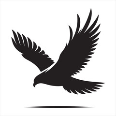 Obraz premium Hawk diving vector silhouette line art logo design concept illustration 