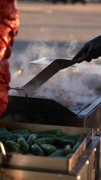 Authentic Al Pastor Pork Cooking on a Trompo in Slow Motion