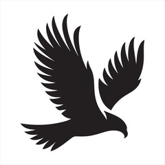 Fototapeta premium Hawk diving vector silhouette line art logo design concept illustration 