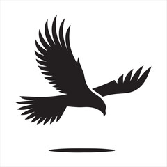 Fototapeta premium Hawk diving vector silhouette line art logo design concept illustration 