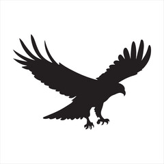 Obraz premium Hawk diving vector silhouette line art logo design concept illustration 
