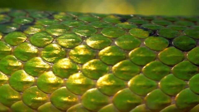 Close-Up of Snake Scales Glistening in Sunlight