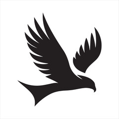 Obraz premium Hawk diving vector silhouette line art logo design concept illustration 