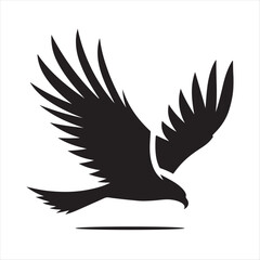 Fototapeta premium Hawk diving vector silhouette line art logo design concept illustration 