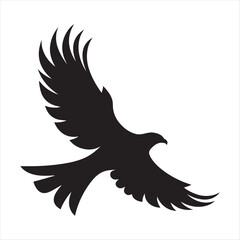 Fototapeta premium Hawk diving vector silhouette line art logo design concept illustration 