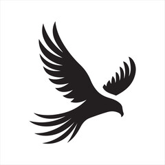 Obraz premium Hawk diving vector silhouette line art logo design concept illustration 