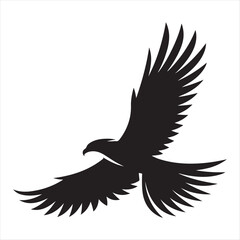 Obraz premium Hawk diving vector silhouette line art logo design concept illustration 