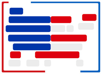 Obraz premium simple red and blue geometric corner brackets forming a rectangular frame border , USA design as colors of the flag of the United States of America and simplified shape of the american map