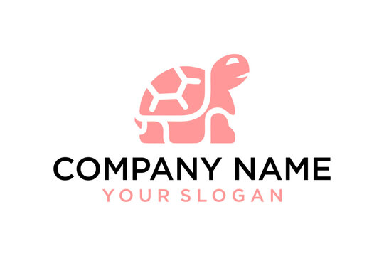 Modern Pink Turtle Logo Icon Template with Company Name and Slogan