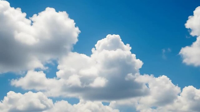 Bright blue sky filled with f white clouds, creating a serene atmosphere.
