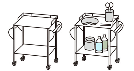 医療用トロリー、医療カートのベクターイラスト