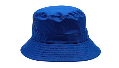 Fototapeta premium Royal blue, bucket hat, angled shot, isolated on black background
