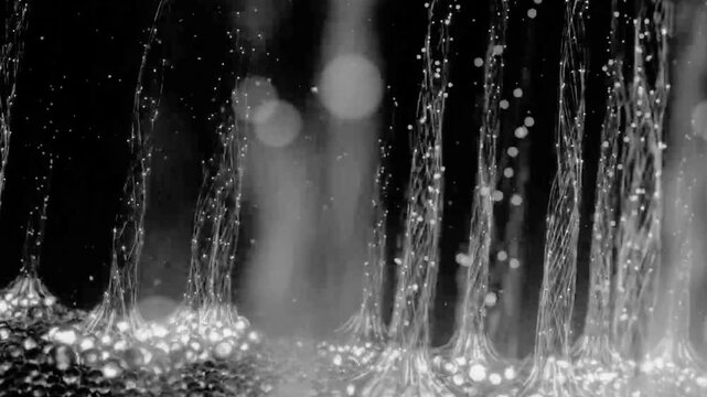 Captivating 3d animation visualizes the intricate dynamics of a beautifying cosmetic essence. This 3d video showcases advanced skincare and hair care formula activation