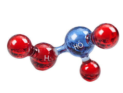 Transparent Acetaldehyde Molecule Model Featuring Red Oxygen Atoms Bonded to Blue Carbon Atom on Black Background Scientific Visualization