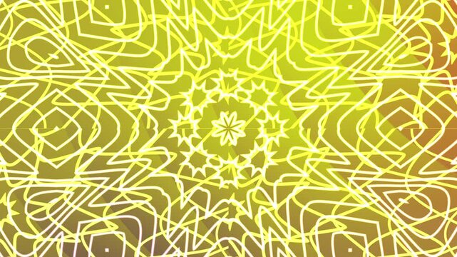 Psychedelic kaleidoscope overlay pattern with golden and orange light, suitable for abstract backgrounds, digital art concepts, or spiritual designs.