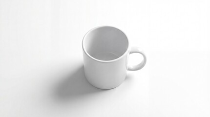 Fototapeta premium Minimalist White Mug on White Background with Soft Shadow.
