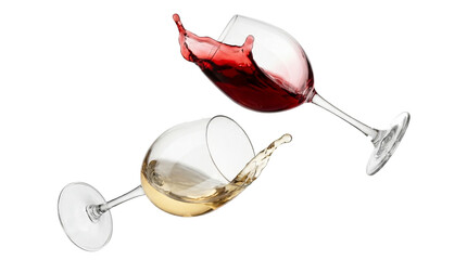 dynamic splash of red wine in a clear glass, captured in motion against a transparent background, elegant and sophisticated. © Kathryn