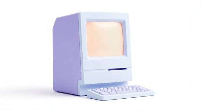 Vintage Macintosh Computer on White Background: A Nostalgic Tech Icon.