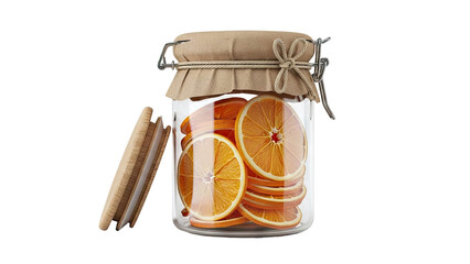 Jar of orange slices with wooden lid