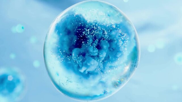 Dynamic 3d animation and 3d video showing a powerful cellular essence, ideal for high-end cosmetic, skincare, and hair care formulations designed to beautify