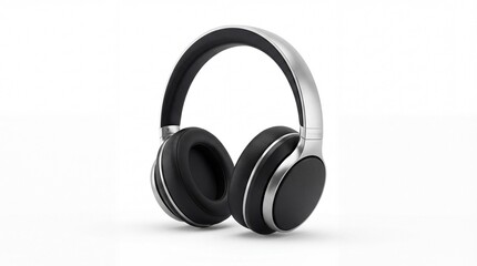 Sleek silver and black wireless headphones on a white background.