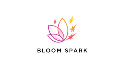 Obraz premium Bloom Spark Logo Design with Flowers.