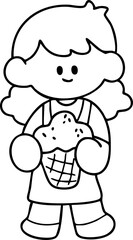 Obraz premium Cute summer cartoon for kids, summer vacation illustrations, hand-drawn line art.