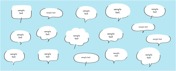 Obraz premium ゆるい吹き出しのベクターイラストセット。ふきだし、フレーム、おしゃれ、シンプル
