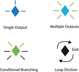 Simple Diamond Branching Shapes Graphic for Project Management Workflow.