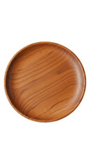 Rustic Wooden Plate Empty Isolated Top View Realistic Photo