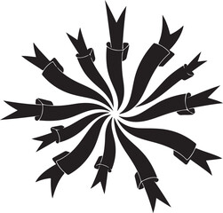 Black Arrows Radiating from Center in Circular Pattern Design