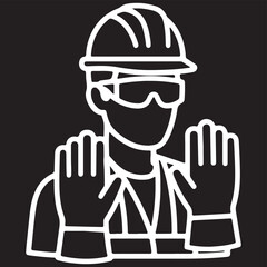 Minimalist Industrial White Icon Line Style for Workplace Safety Manual, compliance posters, workplace safety training materials, and industrial hazard manuals.