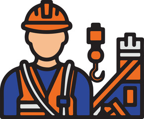 Construction Worker on Ladder Flat Vector for Site Maintenance, industrial safety guides, home renovation advertisements, and maintenance service branding.