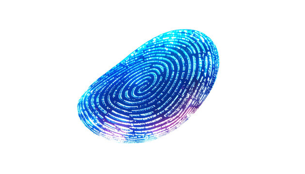 Blue Fingerprint Identification Pattern Closeup.