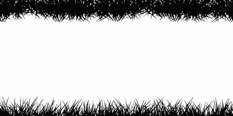 Simple black and white illustration of grass along a white background © Titul