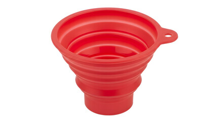 Modern red collapsible kitchen funnel made of flexible silicone, an essential cooking and baking gadget for easy liquid transfer and compact storage
