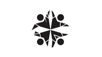 Black Abstract Geometric People Silhouette Logo.