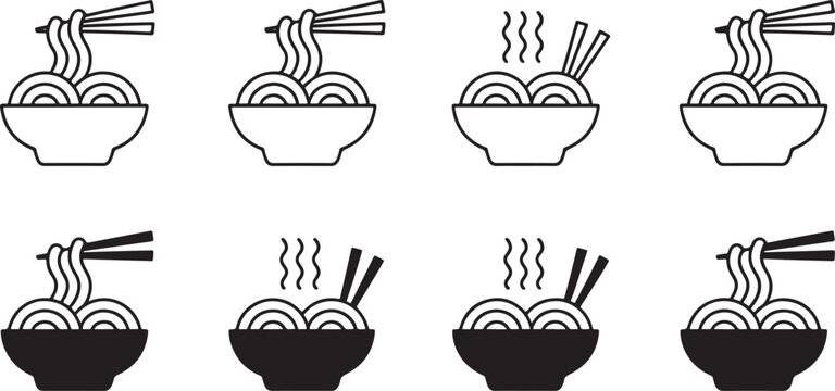 Black and white of bowls of noodles with chopsticks