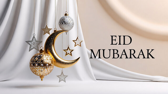 Eid al-Fitr celebration with gold and silver decorations