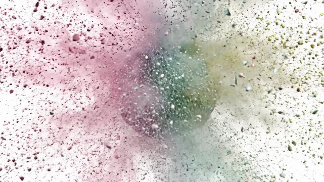 Abstract color powder burst in slow motion video sequence.