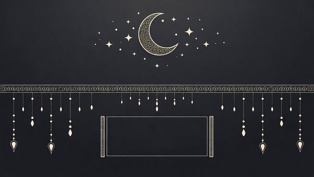 Elegant Ramadan greeting card with crescent moon and star
