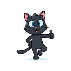 Obraz premium Cartoon black cat giving thumbs up